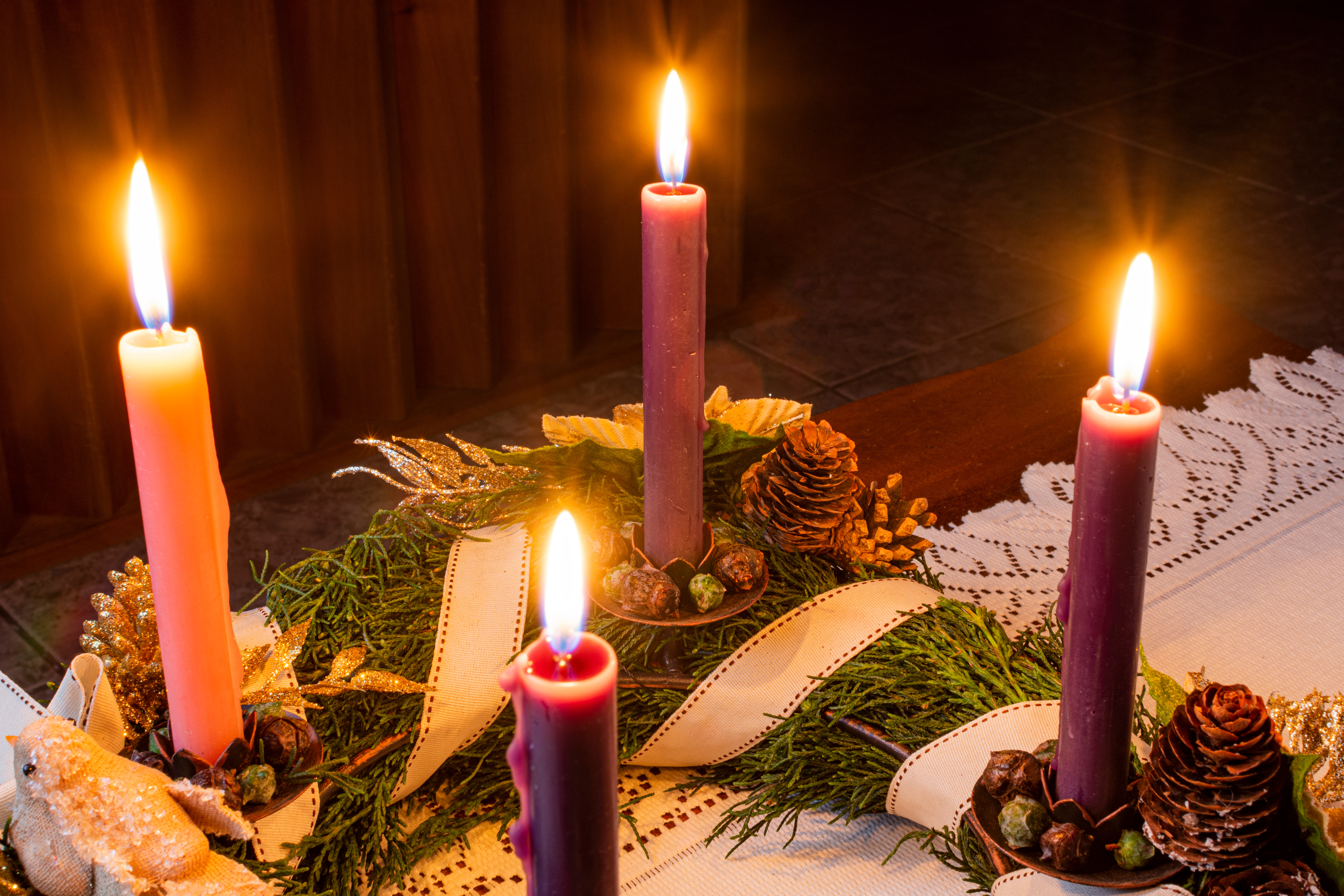 Christmas Advent Wreath with Candles